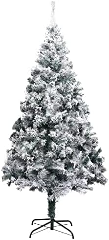 עץ חג מולד מלאכותי עם נוריות LED וכדורים, עצי חג מולד מסחריים, קישוטים פנימיים, עץ חג המולד של משרד, ענפים עבים במיוחד, עם שלג לבן נוהר, ירוק 82.7 PVC