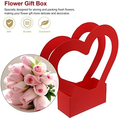 קופסאות בצורת לב jojofuny לפרחים שקיות זר ריקות עם סל מתקפל ידית לאמהות ליום סיום סיום פרחים חנות ציוד אריזות