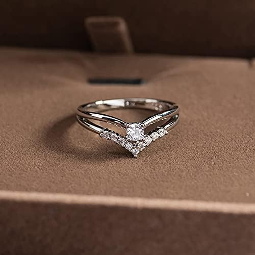 קריאייטיב V מעוצב בצורת ריינסטון נוצץ טבעת זירקון זירקון טבעת תכשיטים מערכות נישואין לנשים