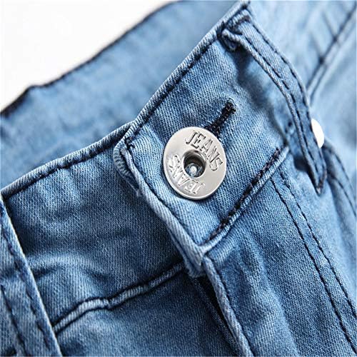 מכנסי ג ' ינס אופנוענים דקים עם חורים עם כיס כפתור רוכסן