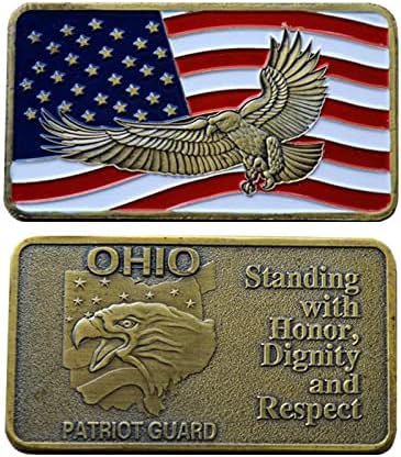 מטבע אתגר צבאי בארהב אוהיו פטריוט שומר עומד בכבוד כבוד וכבוד למזכרת מטבעות בר מזכרות מתנה