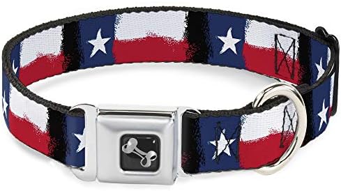 צווארון כלב אבזם חגורת בטיחות טקסס ציור דגל 16 עד 23 אינץ 'ברוחב 1.5 אינץ'