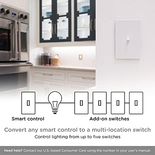 Enbrighten Z-Wave Smart Toggle מתג תאורה, 3-כיוונים מוכנים, תואם, 46202 ומתג תוסף QuickFit ו- SimpleWire, Z-Wave Zigbee Wireless Smart Structs, לא מתג עצמאי, 46200