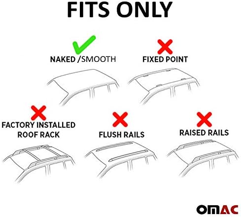מתלה גג של OMAC סורגים צולבים מתאימים לפורד פלקס 2013 עד 2019, מכוניות גג חלקות של מנשא מזוודות, ניתן לנעילה, אלומיניום, שחור