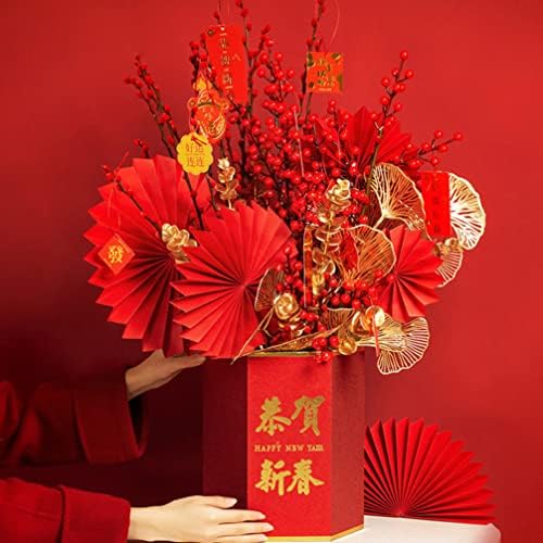 סוימיס 6 יחידים מעריצים מתקפלים סיניים מלאכה בעבודת יד מאוורר נייר שנה מאוורר נייר גרלנד מאוורר נייר דקורטיבי לאירועי מסיבת חתונה ליום הולדת אביזרים