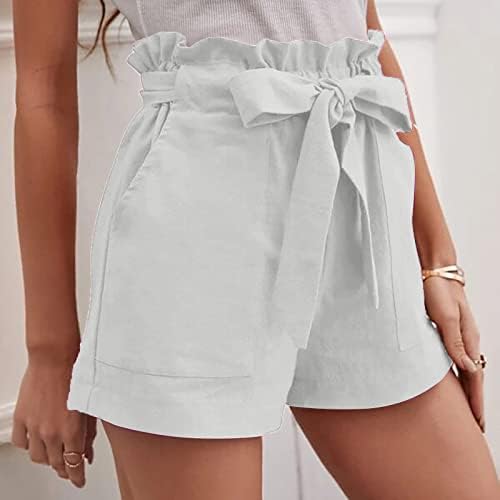 מכנסיים קצרים של UQrzau של נשים קיץ מזדמן אופנת קיץ סולידי קשת רגל רחבה עם מכנסיים קצרים בכיסים 2023