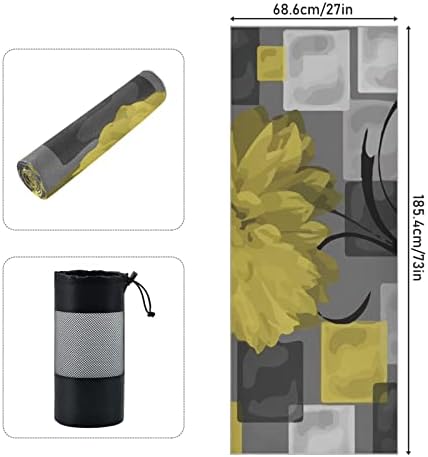 שמיכת יוגה אוונטנץ 'פרחים גיאומטריים-פרחים-צהוב-אמורים מגבת יוגה מגבת מגבת