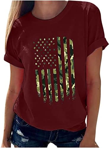 דגל קיץ אמריקני לנשים חולצת טריקו פטריוטית יום עצמאות צמרות טי יולי 2023 חולצות קיץ טרנדיות