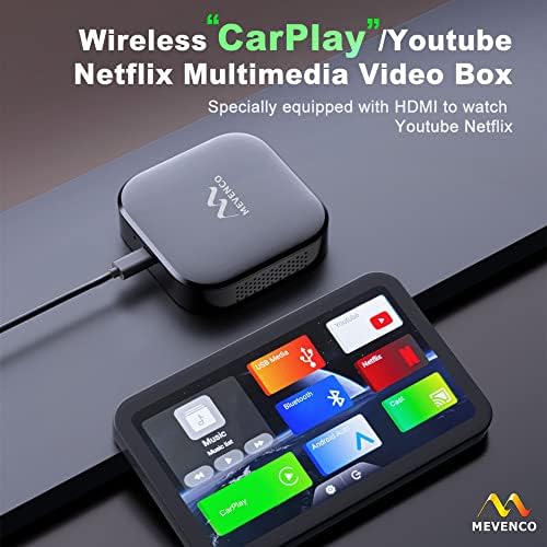 מתאם Carplay Wireless Mevenco, תיבת טלוויזיה AI, Android Auto אלחוטית, פלט HDMI, Apple Carplay Audapter FFR FFR OEM Carplay Carplay, HDTV, מקרן וכו '
