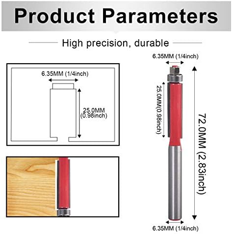 HOHXEN 1/4 חלילים כפולים קצה ישר 1/4 SHANK TROP ROUTER SLUSH SLUSH CUTTER CUTTER CUTTER CUTTER