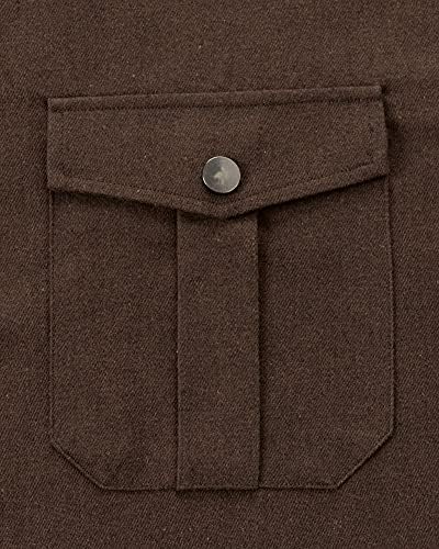 כפתורי הצמד של Siliteelon גברים חולצות פלנל 10oz שרוול ארוך כפתור מזדמן בחולצות עם שני כיסים