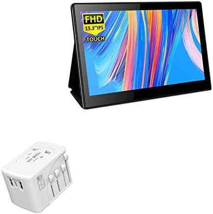 מטען גלי תיבה התואם למגדוק OLED צג מסך מגע נייד PI X6 - מטען קיר PD בינלאומי, 3 מתאם מטען בינלאומי USB וממיר - Winter White