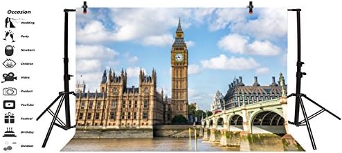 גדול בן רקע 5 * 3 רגל צילום רקע שעון מגדל אליזבת מגדל אנגליה פרלמנט בית ווסטמינסטר גשר לונדון נסיעות ציון דרך אירופאי נסיעות ברור שמיים ענן נהר תמונה דיוקן