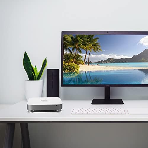 עמדת שולחן עבודה של Caszlution עבור Apple Mac Mini 2010-2023, מחזיק עמדות שטוחות אקריליות שקופות עם רגלי גומי נגד החלקה תואמות ל- Apple M1 / ​​M2 / M2 Pro Chip Mini