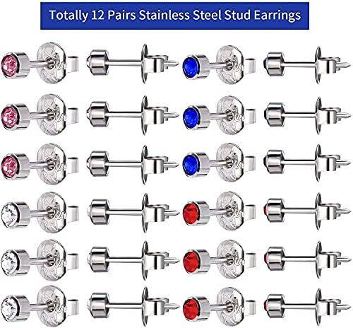 אוזן פירסינג כלי סט, מקצועי אוזן והאף פירסינג אוזניות פירסינג אקדח כלי סט, 12 זוגות של יהלומים בהירים, פעולה פשוטה ולגרום לך יותר יפה ומקסים.
