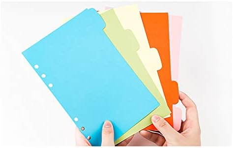 6 חוצצים דף צבעוני מדד דף כרטיסייה, נייר מחיצת מדד דף כרטיסיית כרטיסי עבור 6-חורים טבעת קלסרים מחברות יומן