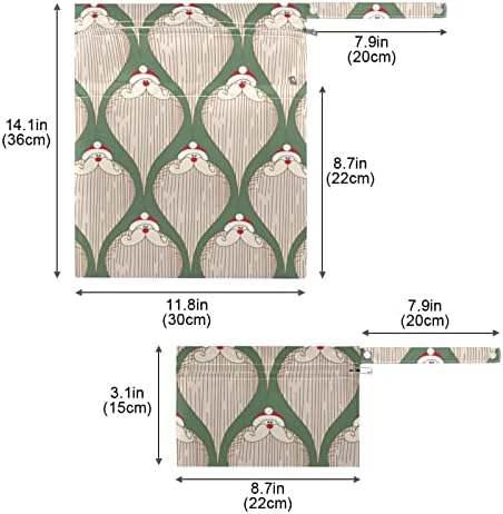 Zzxxb מצחיק סנטה קלאוס שקית רטובה אטומה למים חיתול בד לשימוש חוזר שקית יבש רטוב עם כיס רוכסן לטיולים בחוף בריכה בחדר כושר יוגה יוגה מוצריון בגד ים