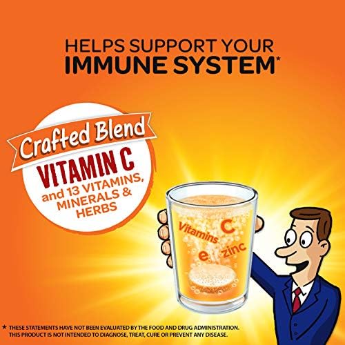 ויטמין סי 1000 מג - טבליות תוססות כתומות , תוסף תמיכה חיסוני ללא גלוטן, עם ויטמינים סי, אבץ, סלניום, אכינצאה וג ' ינג ' ר