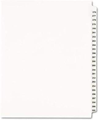 אייברי 01341 בסגנון אייברי משפטי התערוכה צד הכרטיסייה מחלק, כותרת: 276-300, מכתב, לבן
