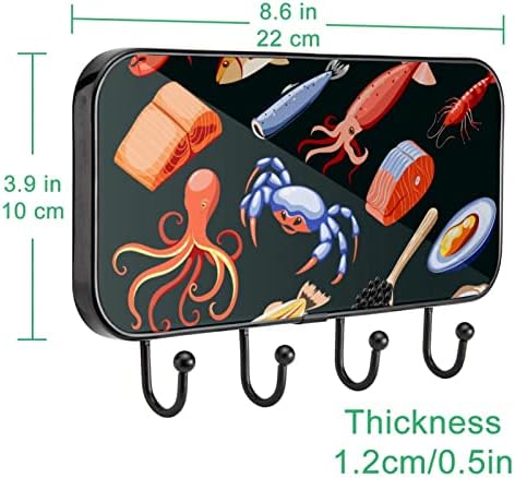 מזון ים סלמון פילה קלמרי קוויאר קוויאר מולים סרטנים צדפות צדפות כריש בשר דפסת מעיל קיר קיר, מתלה מעיל כניסה עם 4 חיבור לעיל מעיל גלימות ארנק מגבות כניסה לחדר אמבטיה סלון