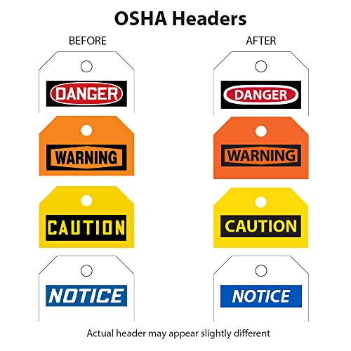 Accuform 100 תגיות נעילה על פי הרול, הסכנה לא פועלת, ארהב עשו תגים תואמים של OSHA, קרע-כרטיסי PF עמידים בפני OSHA, 6.25 x 3, tar404