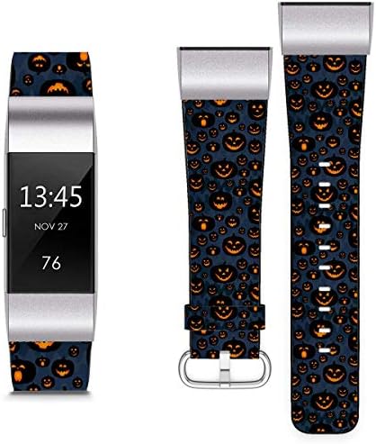 תואם ל- Fitbit Charge 2 - צמיד שעון של צמיד צמיד עור מחלף לגברים ונשים - בנות דלעת בוי