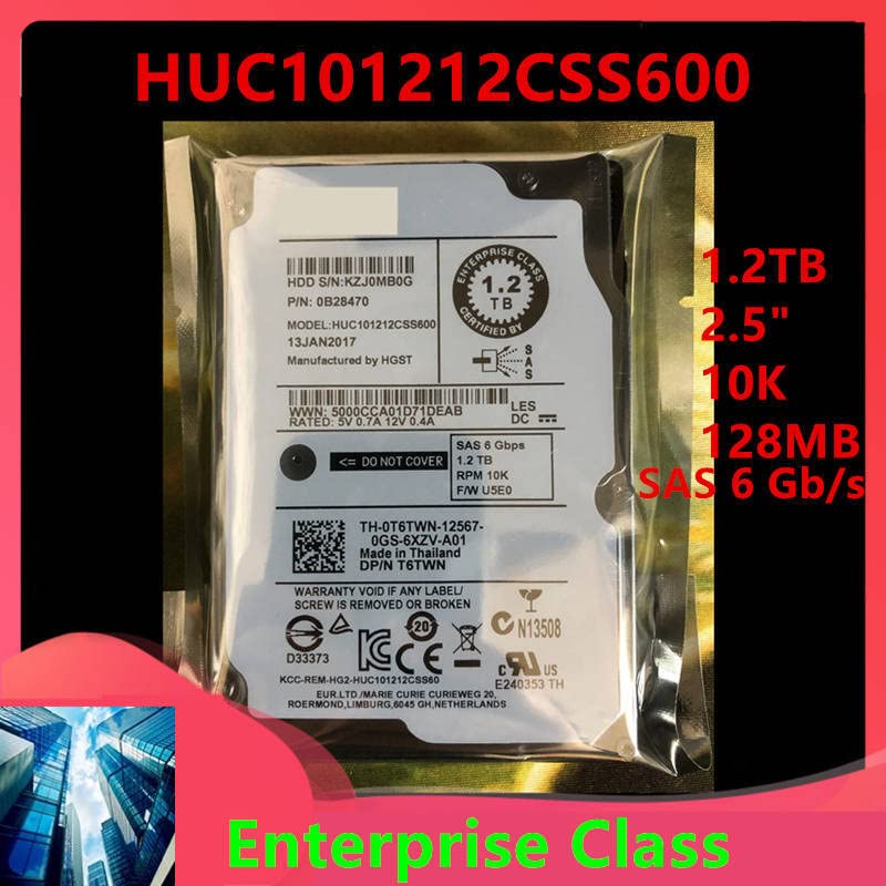 HDD עבור 1.2TB 2.5 10K 128MB SAS 6 GB/S עבור HDD פנימי עבור HDD Class Class עבור HUC101212CSS600 0T6TWN