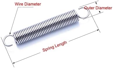 מכונות בנייה תעשייתיות מתח קפיץ קוטר קפיץ קוטר 0.5 ממ x קוטר חיצוני 4 ממ 304 קפיץ מתח מפלדה אל חלד, עם וו פתוח, אורך 65-300 ממ)