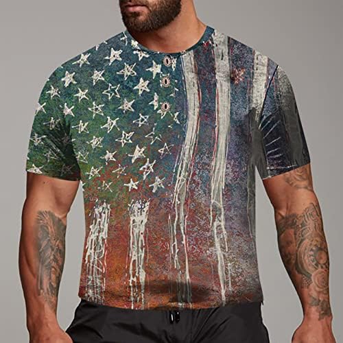 בציר חולצות לגברים גברים של אמריקאי דגל פטריוטית קצר שרוול עצמאות יום חולצה מזדמן חולצות עבור