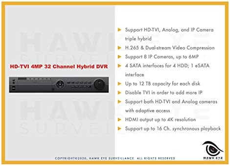 32CH HD TVI 4MP DVR-מעקב מקליט וידאו דיגיטלי 32CH HD-TVI/CVI/AHD H265 Full-HD HDMI/VGA/BNC פלט וידאו פלט אנלוגי ו- IP תמיכה במצלמת HIKVISI