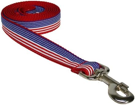 רצועת כלב דגל אמריקה של Xsmall: 1/2 רחב, אורך 4ft - מיוצר בארהב