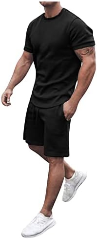 תלבושות של Zhensanguo לגברים 2 חלקים סט של שרירים מזדמנים חולצות טי קצרות