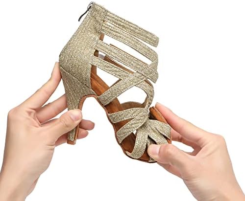 Hroyl's Open Feoe Toe מגפי ריקוד קרסול סלסה בלטינה בולוום נעליים תרגול, דוגמנית L521