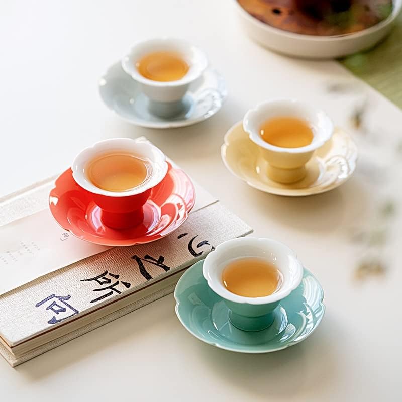 ZLXDP 4 סט חמניות בצורת תה צלוחית צלוחית סט צלוחית בסגנון יפני קרמיקה קרמיקה תה תה בית משק הבית