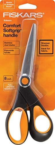 Fiskars 175800-1002 מספריים Softgrip Show-Edge, 8 אינץ ', שחור & 94817797 מספריים מיקרו-קצה, 5 אינץ', כתום