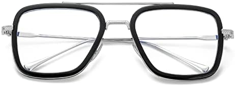 טוני סטארק סגנון כחול אור חסימת משקפיים לגברים נשים, איש ברזל וספיידרמן רטרו מתכת מסגרת משקפיים