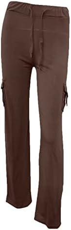 מכנסי יוגה של Bootcut של נשים עם כיסי כפתורים אלסטיים לאימון כושר - חותלות יוגה רכות סופר רכות