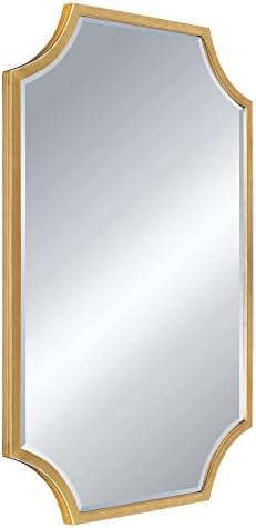 קלי מילר 20 x28 מתכת זהב מתכת מראה קיר מראה, מראה מסולסלת לכניסה, מסדרון, חדר שינה, חדר אמבטיה וסלון