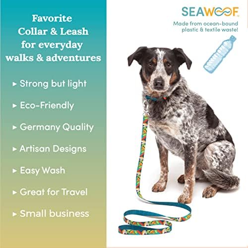 צווארון אימוני Seawoof לכלבים - עשוי מפלסטיק ממוחזר, אביזרי כלבים רכים ונוחיים ידידותיים לסביבה - רב עלים - בינוני