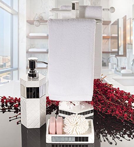 ניחוחות יצירתיים מתקן סבון יד לבן - מתקן קרם דקורטיבי של השיש עם משאבת מתכת עמידה, מכשירי מקלחת שרף - לעיצוב אמבטיה אלגנטי