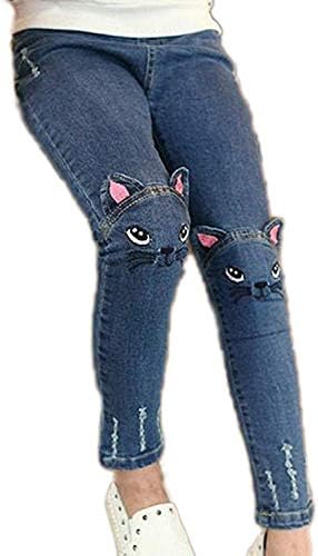 גדול בנות ילדים במצוקה קרע חור בני נוער ז 'אן כחול חתול רזה ג' ינס מכנסיים