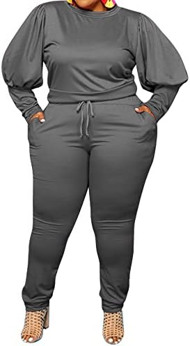 ג ' ולי בתוספת גודל שתי חתיכה תלבושות עבור נשים סווטשירט ומכנסיים ארוכים אצן טרנינג סט מוצק צבע אימון אימונית
