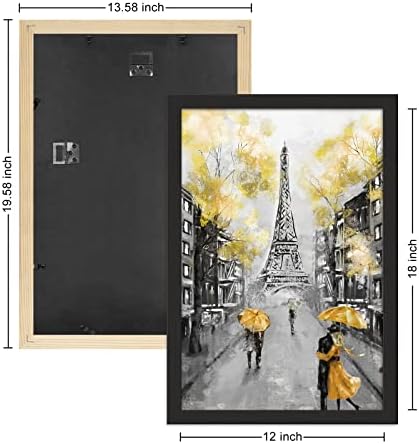 מסגרת PQSNZ 12x18, מסגרות קיר סט 3 מסגרת עץ שחורה לתמונות משפחתיות/חתונה, יצירות אמנות, ציורים, עיצוב קיר גלריה, 12 על 18