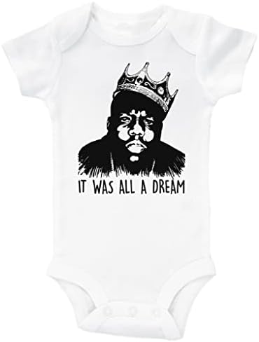 Baffle Biggie Smalls Baby Onesie, Biggie - הכל היה חלום, משנות התשעים של היפ הופ ראפ יוניסקס תינוקת, תלבושת יילוד אחת