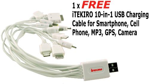 ערכת מטען סוללות לרכב של ITEKIRO AC DC עבור Panasonic CGA-S005 + ITEKIRO 10 ב -1 USB כבל טעינה