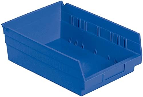 פח אחסון מדף קינון, פלסטיק, 11-1/8 W x 11-5/8 D x 4 H, כחול-הרבה 12