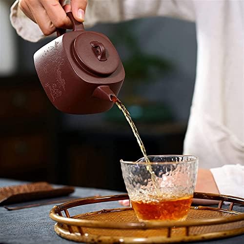קומקום תה מודרני קומקום סגול חימר סגול קומקום בעבודת יד מפורסמת עפרות גולמיות חרס סגול מרובע גשר צורת תה תה ערוך קומקום