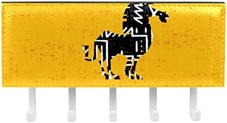 מארגן מתלים צהוב סוס עם 5 ווים מדף מדף מטבח קיר מדף אחסון רב -פונקציונלי
