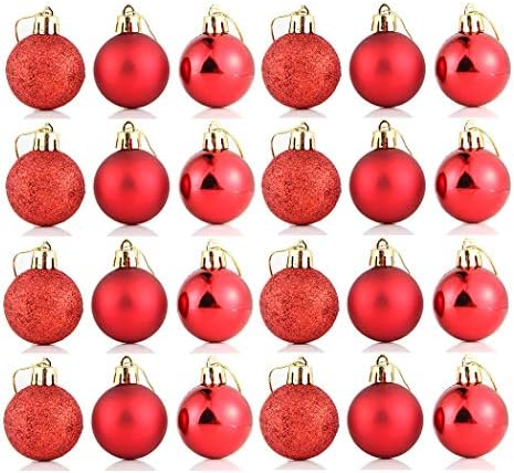 24 יחידות קישוטי חג המולד אדומים עץ חג המולד עץ חג המולד דקורטיבי כדורי תלייה לקישוט מסיבות חתונה לחג