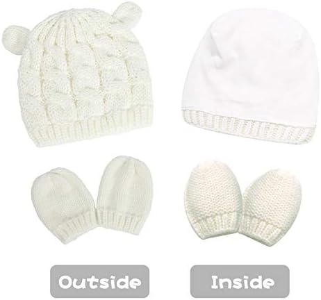 יוניסקס תינוק פעוט כובע וכפפה סט חורף סרוג עבה חם כפת כובע כפפות עבור תינוקות בני בנות